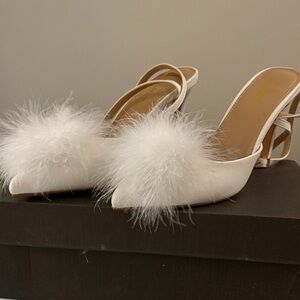 Lulu's White Feathered Heels
